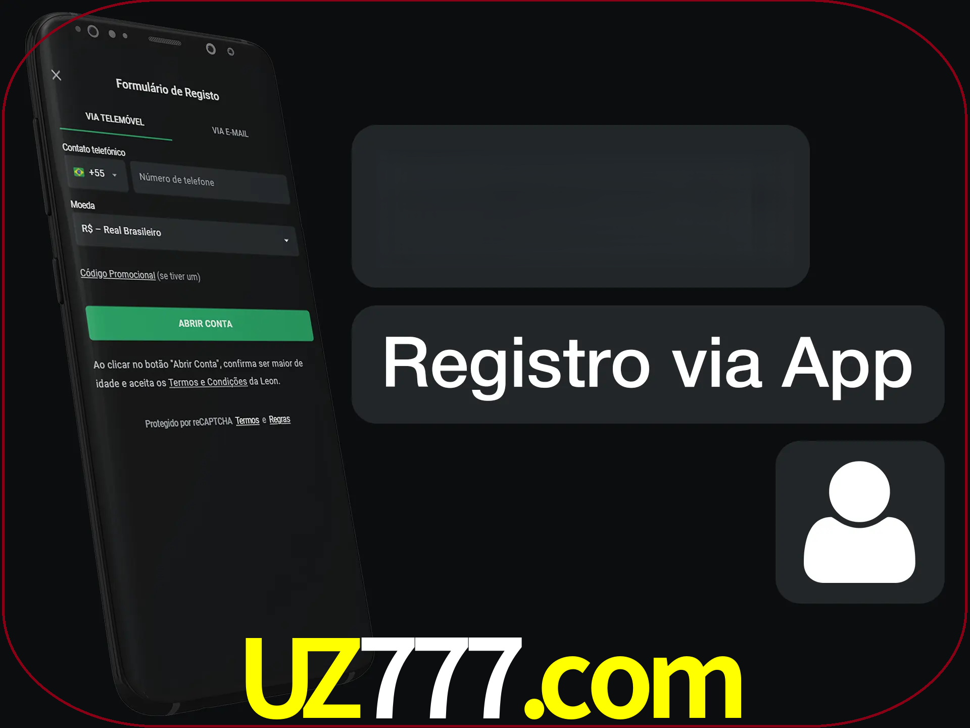 Registre-se com duas etapas usando o aplicativo.