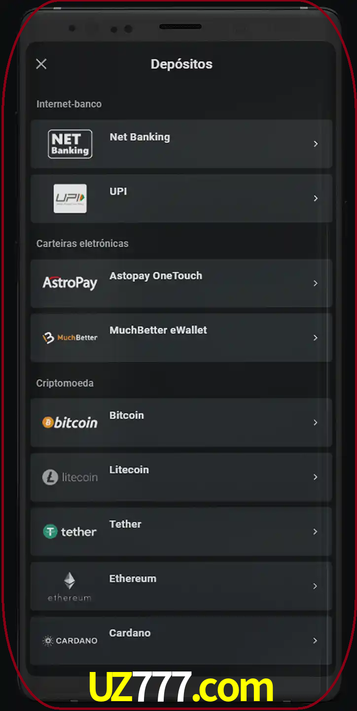 Você pode usar métodos alternativos de depósito.