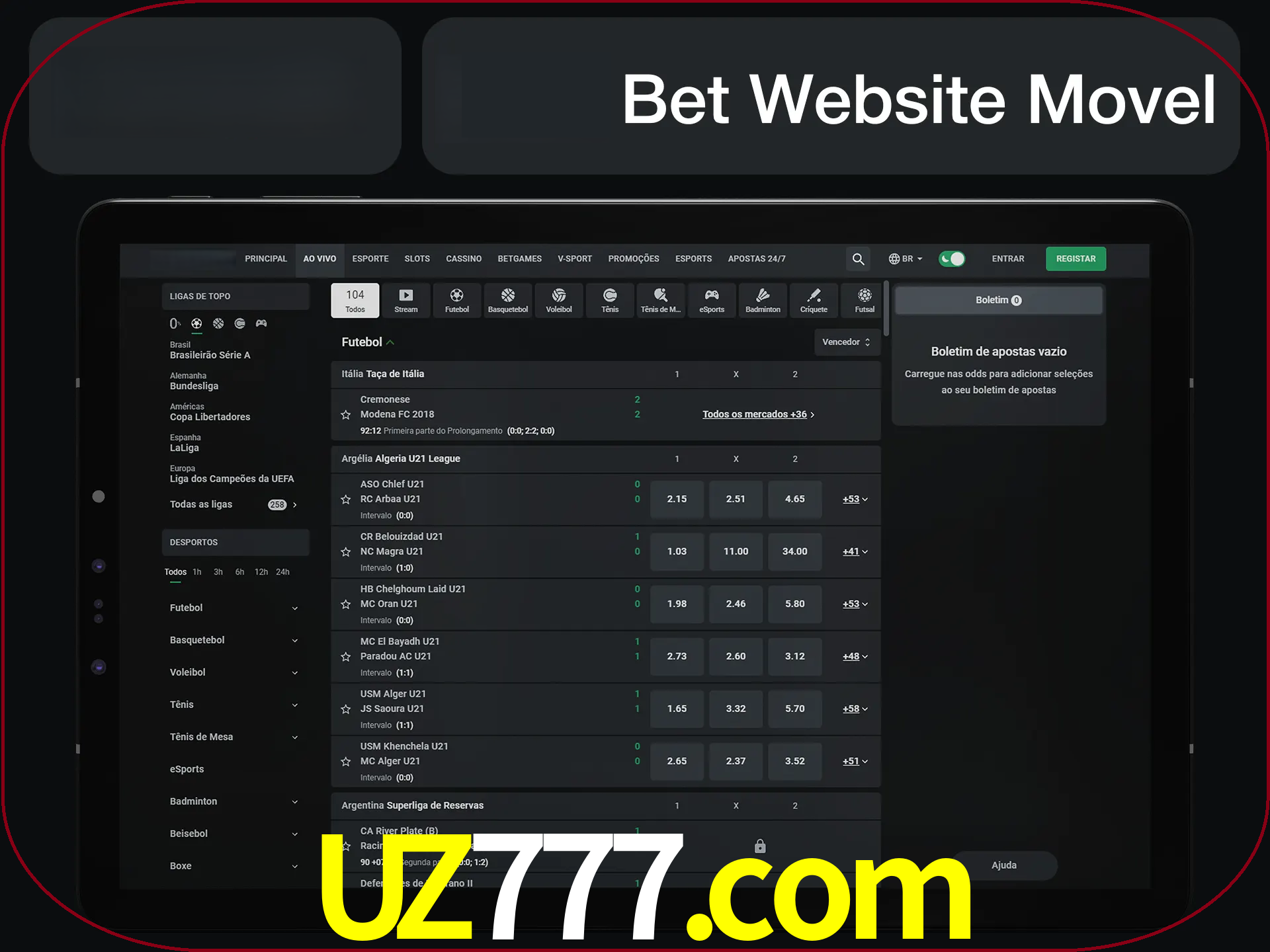 Use nosso website em qualquer dispositivo.